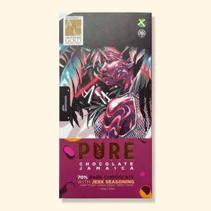 De voorkant van Pure Chocolate Jamaica - Puur met jerk seasoning 70%