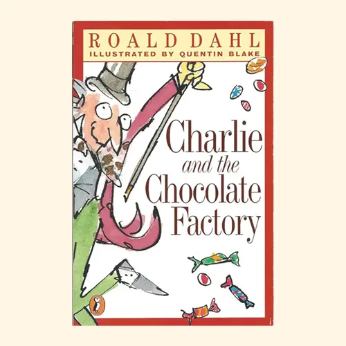 Kaft van Charlie and the Chocolate Factory van Roald Dahl, chocolade boekentip van De Chocolademeisjes 