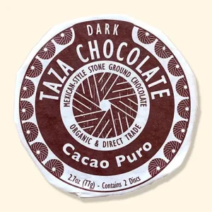 Taza Chocolate, Cacao Puo disc, bean-to-bar pure chocolade.