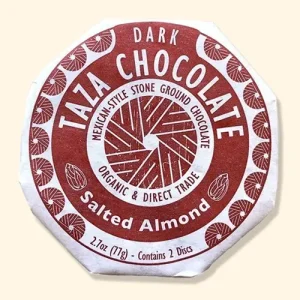 Taza Chocolate, Salted Almond, bean-to-bar pure chocolade.