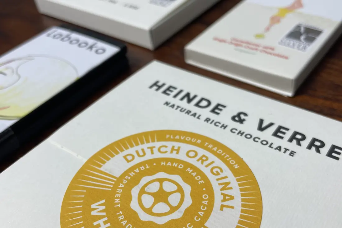 Witte chocolades met verschillende origines