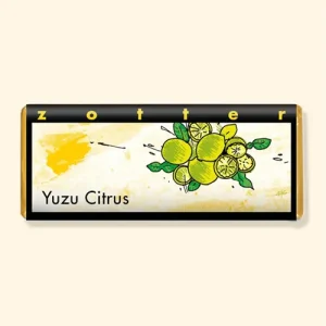 Voorkant van de verpakking Zotter - Handscooped yuzu citroen